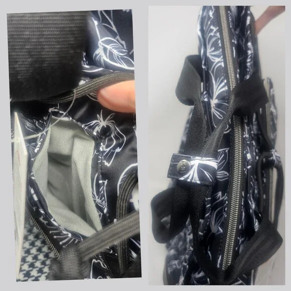 Lug Bustle Convertible Tote Crossbody Adjustable Strap Outline Floral Black NWT - Picture 9 of 9